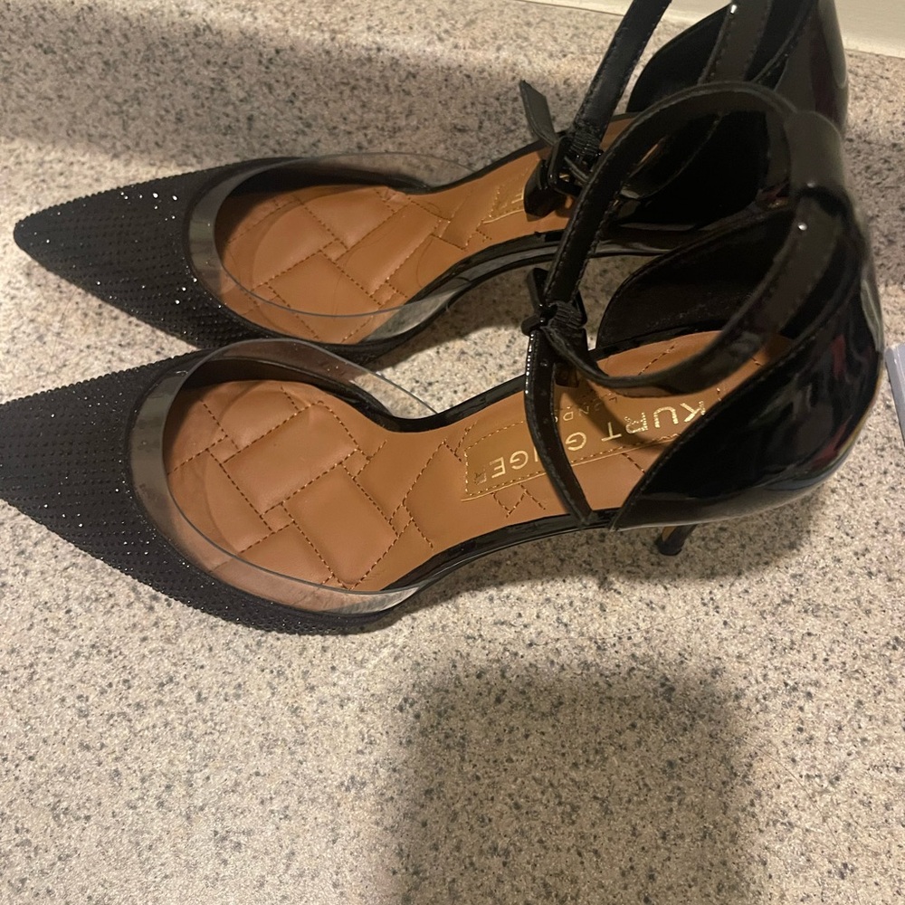 Kurt Geiger Black Patent Heels with Glitter Toe